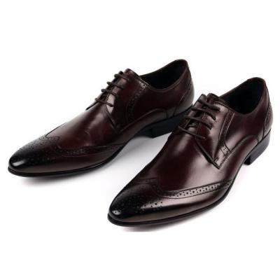 China Mensen Full Grain Lederschoenen Stylish Brogue Design Mannen Puntige Formele Dress Schoenen Te koop