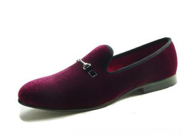 China Hand Made Mens Red Velvet Loafers , Leisure Slip On Comfortable Casual Shoe for sale