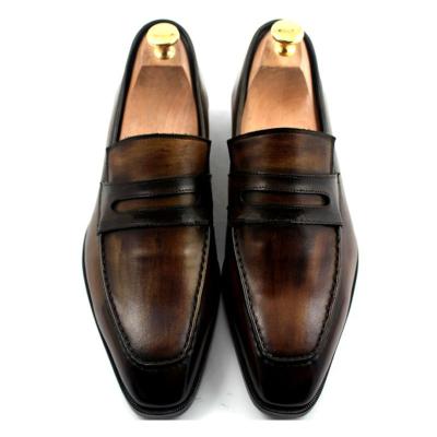 China Custom Mens Leather Dress Shoes Goodyear Shoe 100% Handmade Genuine Leather Loafers for sale