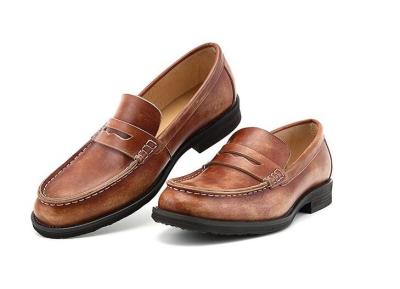 China Atemberaubende Männer Braune Penny Loafers, echte Leder Loaferschuhe zu verkaufen