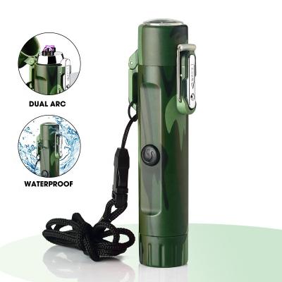 China Flashlight 2 in 1 Portable Camping Outdoor Waterproof Plasma Arc Usb Rechargeable Electric Lighter for sale