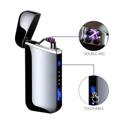 China No Gas Fingerprint Touch Windproof Dual Arc Usb Rechargeable Smoking Gift Lighter for sale