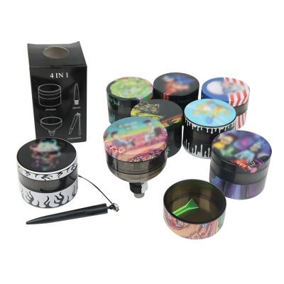 China Easy To Use 4 In 1 Multifunctional 55m Magnetic Plastic Tobacco Herbal Grinder With Roller for sale