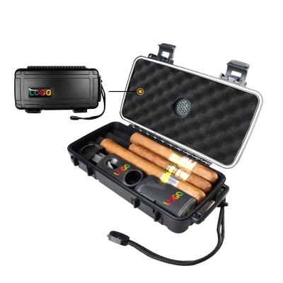 China Portable Size Plastic Custom Bands Label Printing Travel Cigar Case Humidor Set for sale