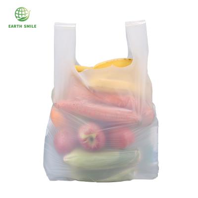 China Supermarket Goods Thick Organic Reusable T-shirt Compostable Biodegradable Shopping Bags for sale