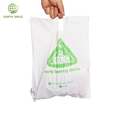 China Handled Transparent Organic Biodegradable Plastic EN13432 Shopping Bag For Supermarket for sale