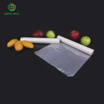 China 100% Biodegradable and Compostable Supermarket Core Cylinder Longevity Product Compostable Plastic Bags Roll Up High Density Flat Bags for sale