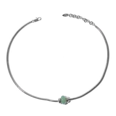 China High Quality New Arrival Platinum Plated Natural Stone Chain Chinese Style Jade Necklace For Women Necklace Cyan for sale