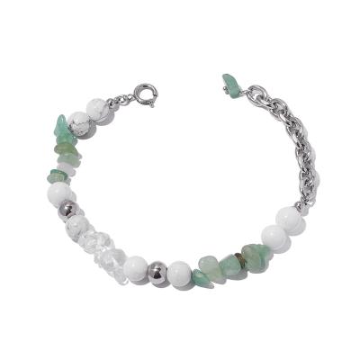 China Natural Korean Fashionable Gradient Color Central Institute Style New Arrival High Quality Stainless Steel Stone Beaded Bracelet For Women for sale