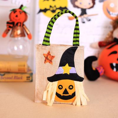 China Halloween Decorations Cartoon Pumpkin Tote Bag Ghost Festival Party Kids Canvas Candy Bag for sale