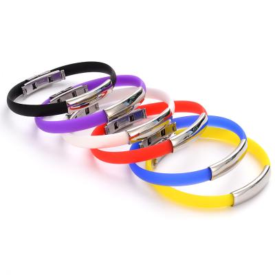 China Fashionable Custom Logo Stainless Steel Wristband Sports Wristband Silicone Wristband for sale