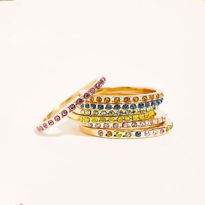 China Direct sales new Ring Glass Diamond Crystal Alloy Ring Set Gold Fashion Ring factory TRENDY for sale