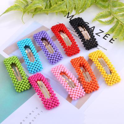 China New Fashionable CIA Women Shape Candy Color Hair Cuts Hair Accessories Small Bobby Pins Beaded Hair Clip for sale