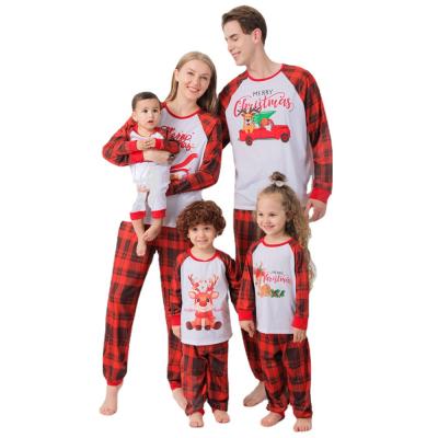 China European and American QUICK-DRY sublimation Christmas sleepwear blank Christmas printed parent-child family pajamas set for sale