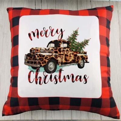 China Sublimation Buffalo Anti-Static Personalized Blank Plaid Ruffles Pillow Cover Christmas Pillow Case Cover for sale