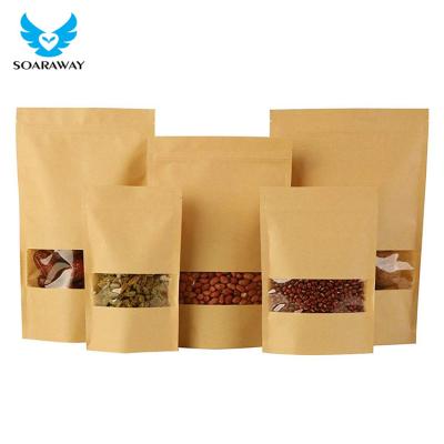 China Wholesale Stand Recyclable Pouch Zipper Food Wrapping Kraft Paper Bag With Window for sale