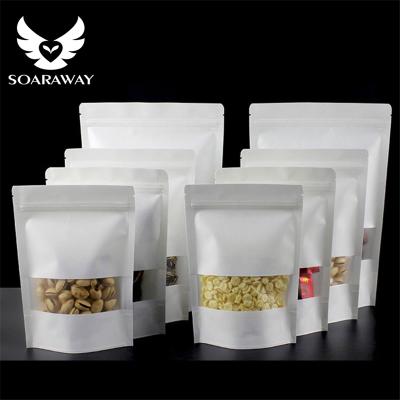 China Various Size Recyclable 12oz Custom White Kraft No Window Ziplock Bags Stand Up Barrier Pouch For Spice for sale