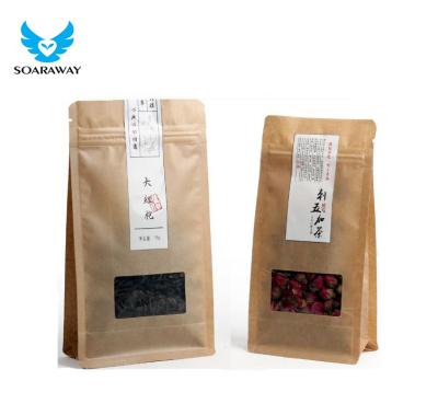 China Custom Recyclable Flat Bottom Tea Package Recyclable Paper Bag for sale