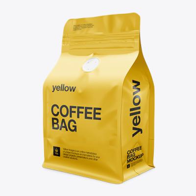 China Coffee Packaging Bags With Valve Custom Aluminum Foil Flat Bottom Zipper Coffee Packaging Bag With Valve for sale