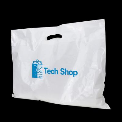 China Disposable Extra Wide Plastic Die Cut Carrier Bag Recyclable Custom Printed For Clothing Store for sale