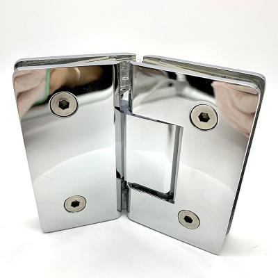 China All Door Square Bevel Heavy Duty 135 Degree Glass Flange Bathroom Hardware Corner Clip Glass Clamps for sale