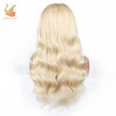 China High Quality Barely Shedding Thick Soft Soft Ready To Ship 613 Honey Blonde Raw Virgin Human Hair Lace Front Wigs for sale