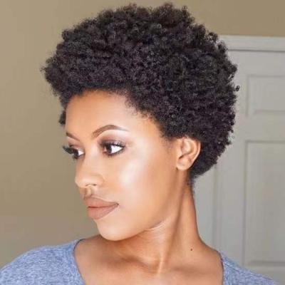 China New Arrival Soft And Tangle Free Short Afro Curved Pixie Cut Human Hair Lace Front Bob Wigs For Black Women for sale