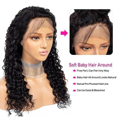 China Natural Hairline Barely Shedding Soft Thick Soft Pre Plucked HD Loose Deep Curly Lace Front Human Hair Wigs for sale