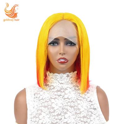 China Goldway Hot Selling Straight Bob Wigs Hair Lace Front, Colored Hair Wigs, 100% Brazilian Hair Lead Wig for sale