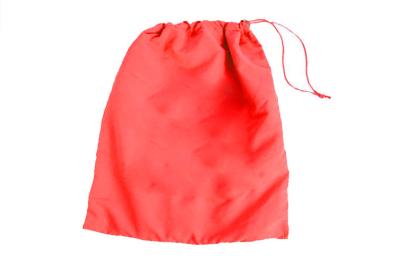 China Personalised Red Foldable Nylon Drawstring Bags / Portable Nylon Drawstring Pouch for sale