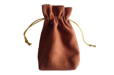 China Luxury Customized Velvet Promotional Drawstring Gift Bags Brown for sale