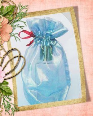 China Eco-Friendly Fabric Organza Drawstring Gift Pouches Skyblue For Toys for sale