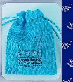 China Blue Printed Jute Drawstring Pouch For Foot Packing Customized Logo for sale