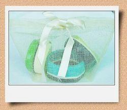 China Small Fabric Mesh Gift Bags With White Ribbon , Custom String Bags for sale