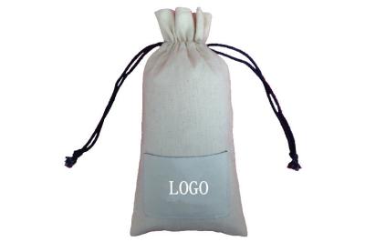 China Food Cotton Drawstring Pouch , Blue Small Cloth Drawstring Bags for sale