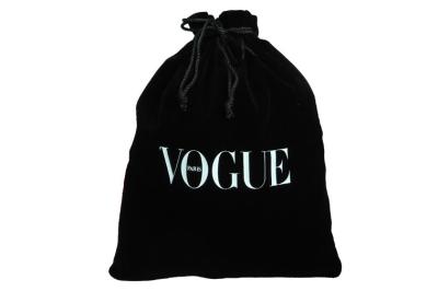 China Logo Printed Black Velvet Drawstring Bags For Fashion Accessories for sale