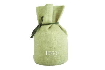 China Eco Friendly Burlap Jute Drawstring Pouch Silk Screen With Cotton Cord for sale