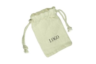 China Customized Logo Cotton Drawstring Pouch , Nature Eco-friendly Food Drawstring Bag for sale