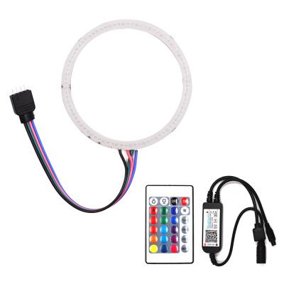 China Car Decoration Lighting 60mm 70mm 80mm 90mm 100mm 110mm 120mm 12V RGB LED Ring Light Round Circular COB Lamp for Car Decor Lighting RGB Angel Eye for sale