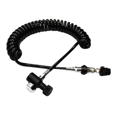 China Paintball Gas Coil Remote Hose Line with QD 1500psi Gauge O Ring Paintball 2000 for sale