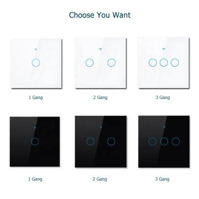 China Smart Home System Factory Directly Shipped EU Standard 1/2/3 Band Wifi Remote Controlled Smart Power Lamp Switch Neutral&live Wire for sale