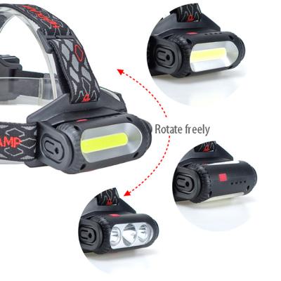 China Multifunctional Camping Rechargeable Head Lamp T6 COB Outdoor High Power Red and Green Flashlight for sale