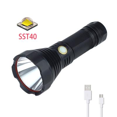 China Aluminum Waterproof LED Emergency Searching Torch Lantern Flashlight 26650 Camping Sst40 Flashlight Usb Rechargeable for sale