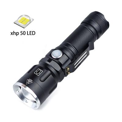 China Emergency Size Power Xhp50 Zoomable USB Charging Hunting Waterproof LED Flashlight for sale