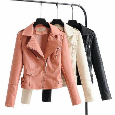 China Breathable Drop Shipping Europe Women Clothing 2021 New Fashion Style PU Coat Leather Jacket for sale