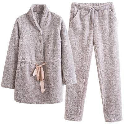 China Wholesale Breathable Winter Sleepwear Set Coral Fleece Pajamas Velvet Warm Pajamas Adult For Women for sale