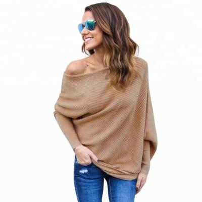 China Breathable Women Sweater and Sweater 2019 Casual Korean Crochet Ladies Long Sleeve Autumn Winter Batwing Sleeve Full Pullovers Slash Neck for sale