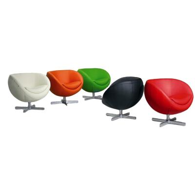 China (Others) Home PU Swivel Ball Chair Round Shape Genuine Leather Adjustable Modern Chair Living Room Furniture for sale