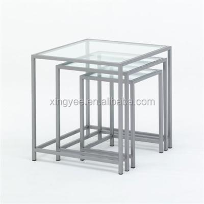 China Nest table set tempered glass square nesting coffee table living room furniture easy clean modern home nest for sale