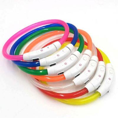 China Amazon Viable High Visible Super Bright Multi-colors PVC Cuttable USB Glowing Dog Collar For Big Small Dog Led Light Dog Collar for sale